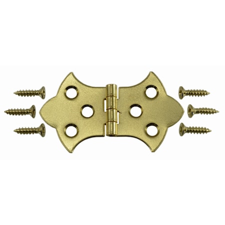 1-5/16 X 2-1/4 Brass Plated Steel Ornamental Hinges 2PK